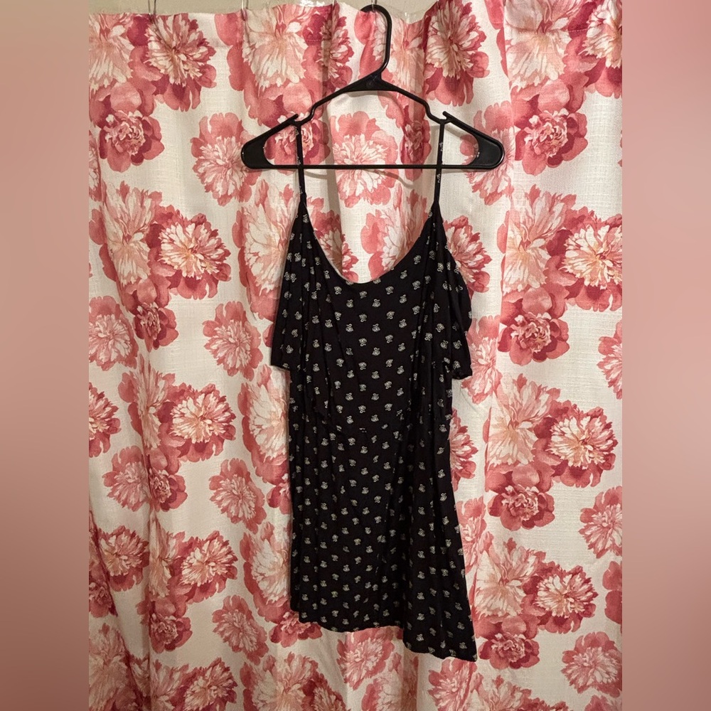 Old Navy Black Mini Dress with White Floral Pattern